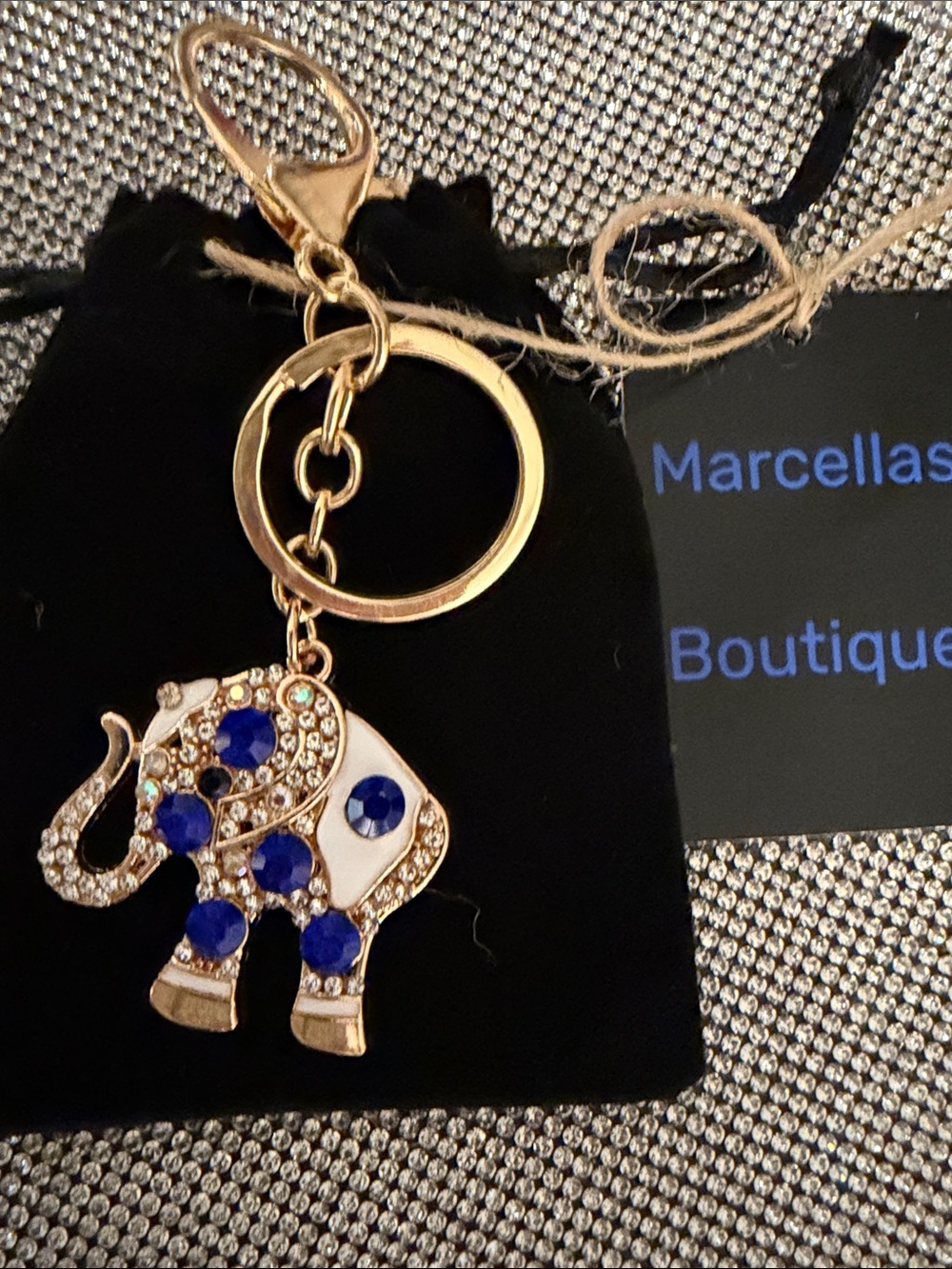 Blue Crystal Elephant Key & Card Holder Charm 🆕